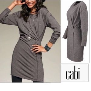 CAbi Put On gray dress XS pleated asymmetrical.